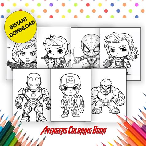 Avengers Coloring Book Printables, Coloring Book Pages, Kids Coloring ...