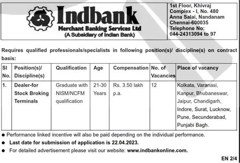 Indbank Recruitment 2023 Application Form | 12 Dealer Vacancies