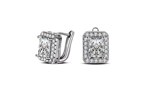 Emerald Cut Crystal Hoop Earr... | Groupon Goods