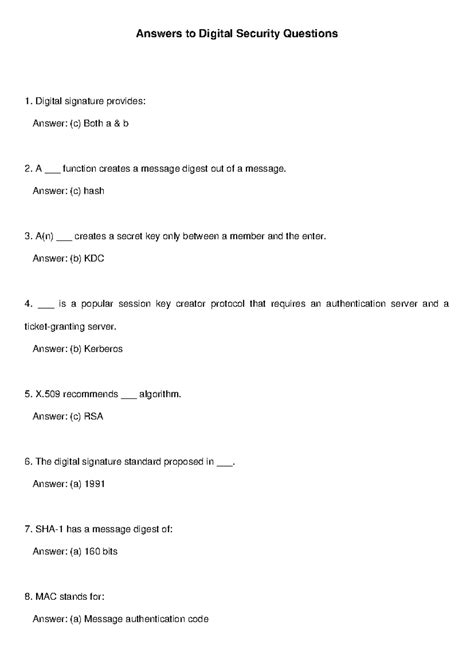 Digital Security Answers - Answers to Digital Security Questions ...