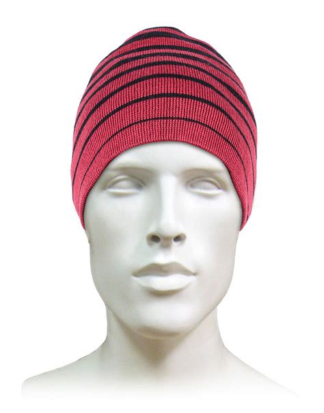 Shop Acrylic Cap Stripes Design Red color at Woollen Wear