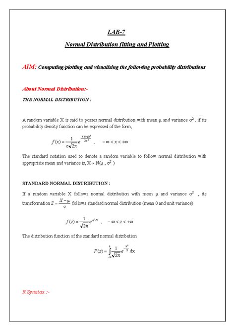 Lab-Reference Material 7-Normal distrbn - LAB- Normal Distribution ...