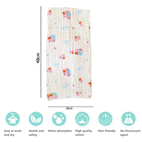 Moms Home 6 Layer Muslin Burp Towel Pack of 3- 30x50cms- Mix Design