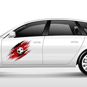 CVANU Exterior Soccer Football Red & Black Splash Car Sticker Self ...