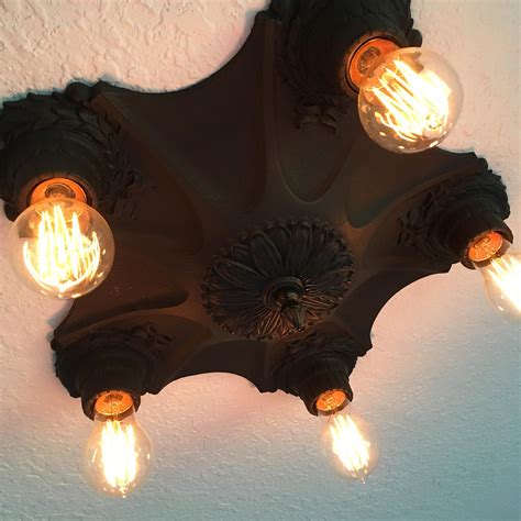 Antique Flush Mount Cast Iron Ceiling Light, 1920's Art Deco, Markel ...