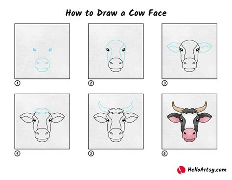 How to Draw a Cow Face - HelloArtsy