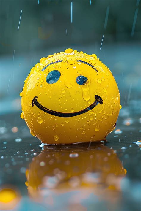 Download wallpaper 800x1200 ball, smiley, smile, rain, drops iphone 4s ...