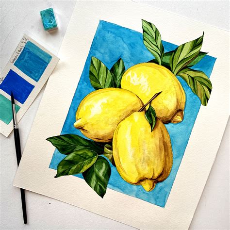 Watercolor lemon painting, italian mood art | Lemon painting ...
