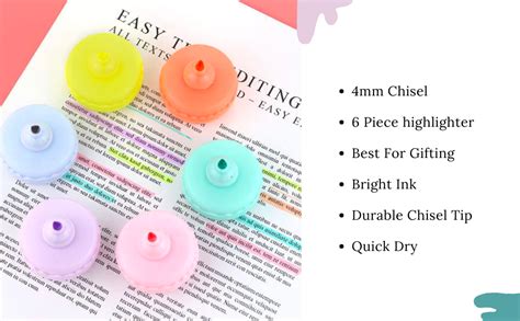 Oytra 6 Piece Macaron Highlighter Marker Pen Stationery Pastel Color ...