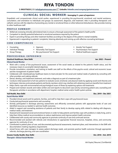 Clinical Social Worker Resume