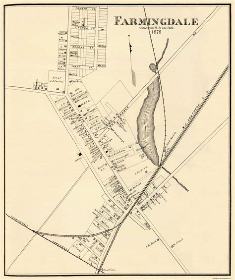 Historic City Map - Farmingdale New Jersey - Woolman 1878 - Vintage Wa ...