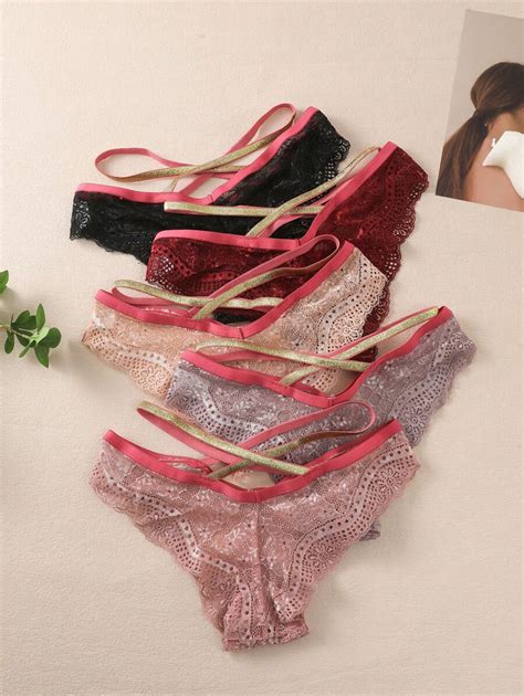 5pcs Women's Lace Cross Lingerie Brief Panties Set for Sale Australia ...