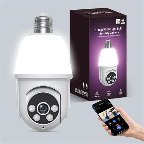 HubFlashy 1080P Light Bulb Security Camera with Motion-Activated LED ...