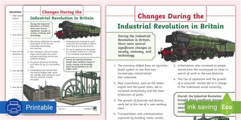 Changes during the Industrial Revolution in Britain