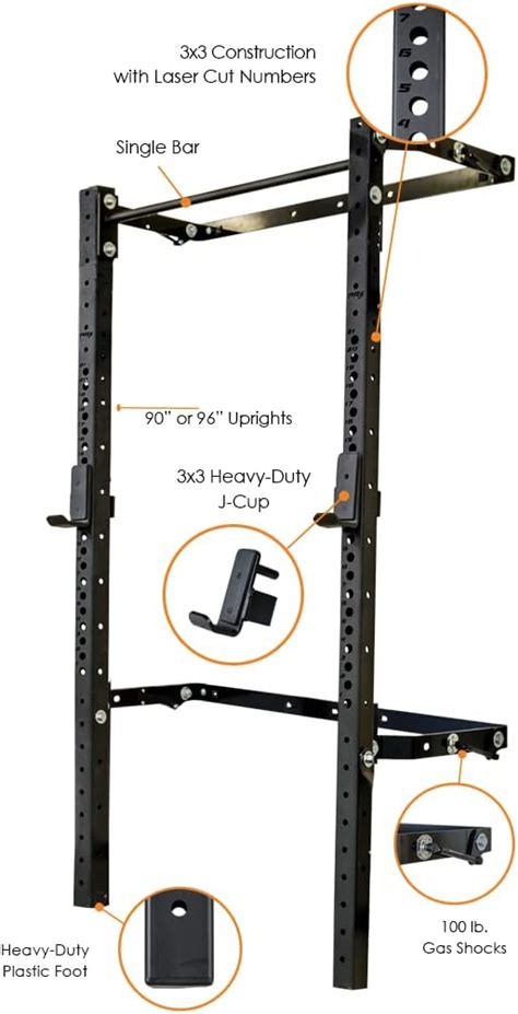 Buy PRx Performance Profile PRO Folding Squat Rack 3x3 with Pull-Up Bar ...