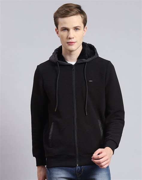 Buy Men Black Solid Hooded Full Sleeve Sweatshirt Online in India ...
