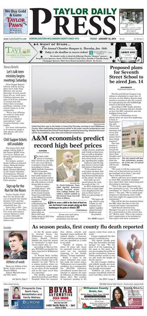 Taylor Daily Press (Taylor, Tex.), Vol. 101, No. 8, Ed. 1 Friday ...