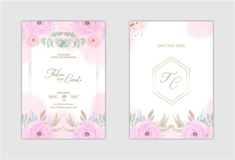 Wedding invitationwith pink sakura premium psd | Premium PSD
