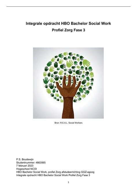Integrale opdracht HBO Bachelor Social Work, Fase 3 cijfer 8 ...