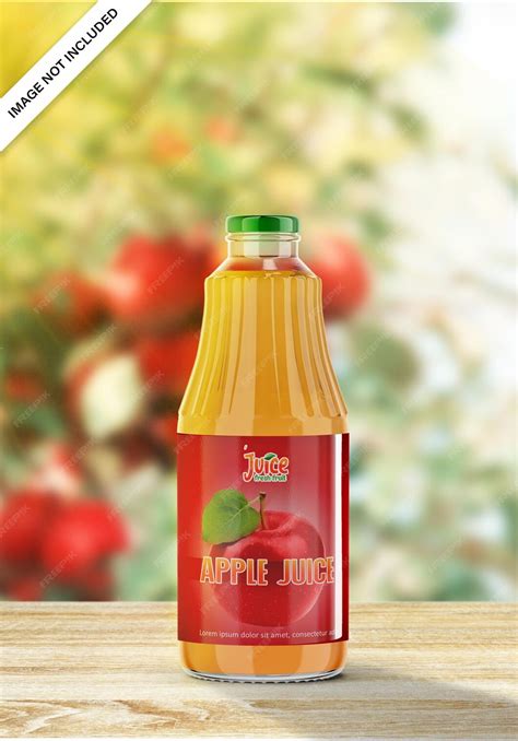 Premium PSD | Clear glass red apple juice bottle mockup design