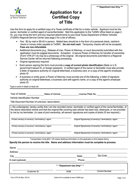 2013 Form TX DMV VTR-34 Fill Online, Printable, Fillable, Blank - pdfFiller