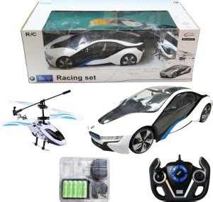AKSHAT New 1:14 2.4G Speed Twins BMW i8 Car & Helicopter Radio Remote ...