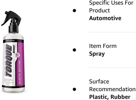 Buy Torque Detail Plastic & Trim Restorer Spray - Restores, Shines ...
