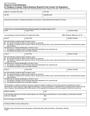 Statement Of Job Relatedness For Employee ... - New York University ...
