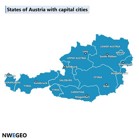 Austria map: states and capital cities - NWEGEO