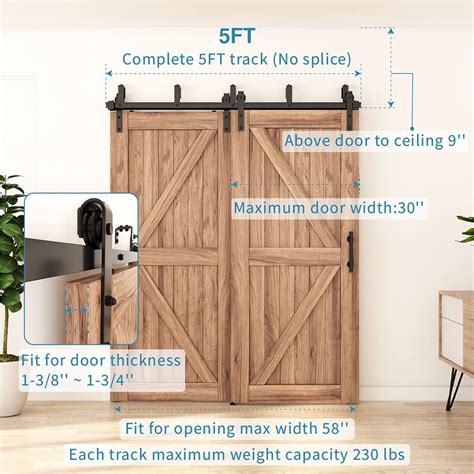 Buy ZEKOO 4FT - 16FT Double Track Bypass Barn Door Hardware Kit Low ...