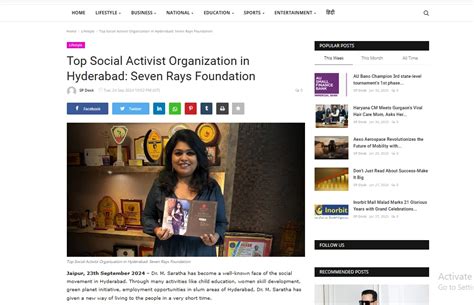Dr.m.saratha achieved Title of Social Activist from Hyderabad ...