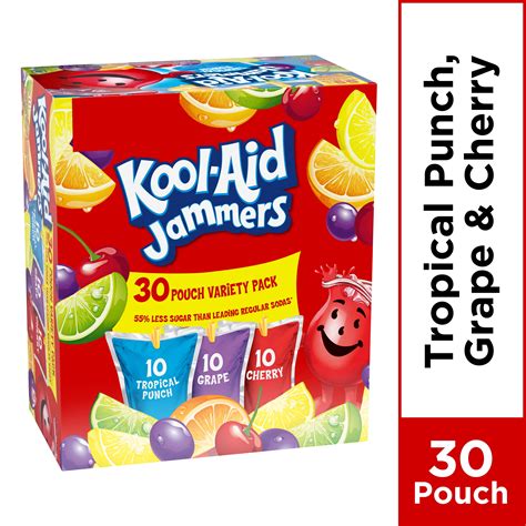 Kool-Aid Jammers Tropical Punch, Grape & Cherry Variety Pack, 30 ct ...
