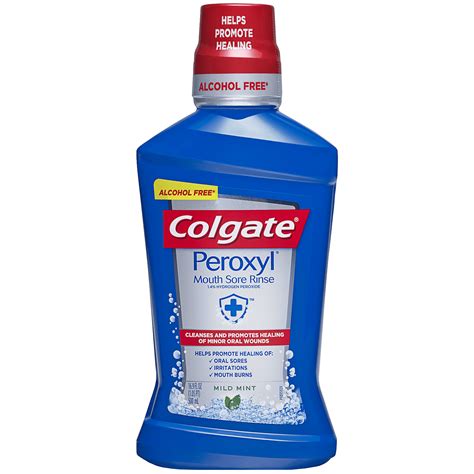 Colgate Peroxyl Antiseptic Alcohol Free Mouth Sore Rinse, Mild Mint ...