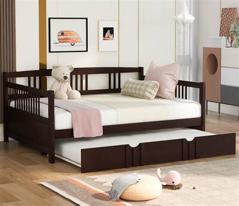 Buy Aukfa Daybed with Trundle- Wood Full Size Day Bed Frame- Sofa Bed ...