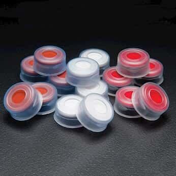 Cole-Parmer Vial Cap, Snap Top, Clear, PTFE/Red Butyl Rubber Liner, 11 ...