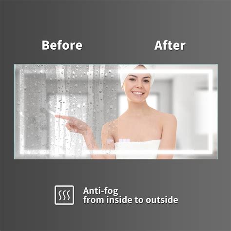 WELLFOR Night Light 60-in x 28-in Frameless Rectangle Dimmable Lighted ...