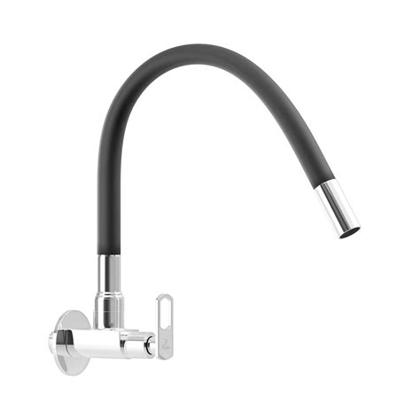 Pixaflo Cassia Brass Sink Cock Tap with Wall Flange | with Black Foam
