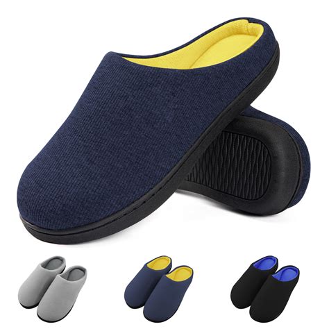Men's Cozy Slippers Two-Tone Indoor Outdoor House Shoes, Mens Memory ...