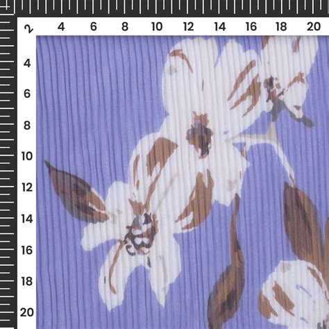 Tufts Blue Floral Digital Print Georgette Pleated Fabric – Fabcurate