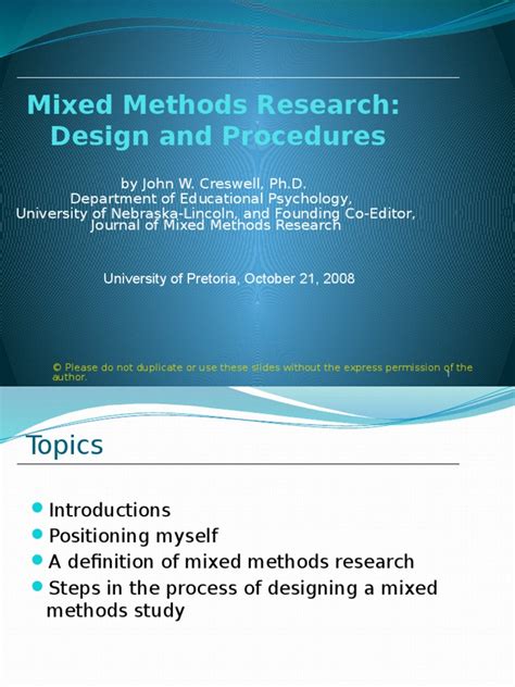 Mixed Methods Research Design and Procedures | PDF | Qualitative ...