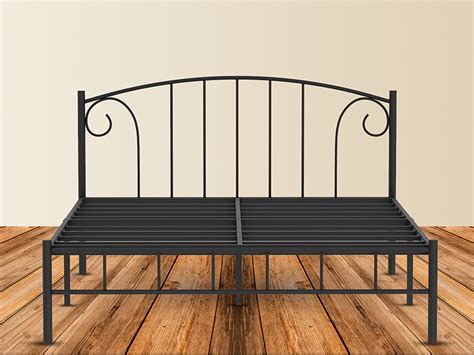 Amazon Brand - Solimo Nitid Metal Queen Bed, Black (Glossy Metal Finish ...