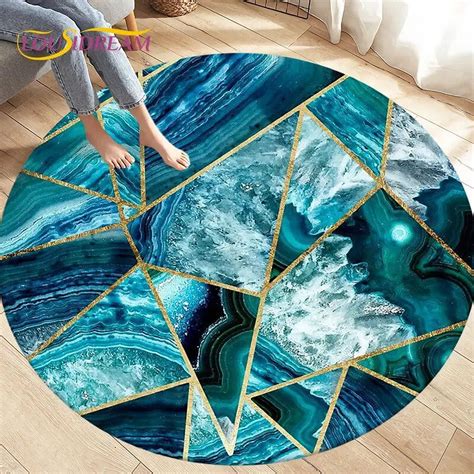 Colour Nordic Green Gold Marble Round Area Rug Circle Carpet Rug for ...