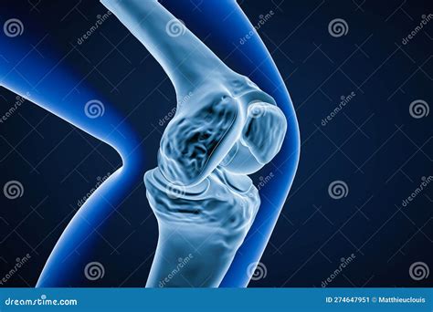 Close-up View of the Knee Joint Bones 3D Rendering Illustration. Human ...