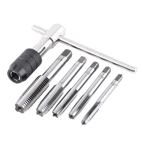 Fanfan11 6 Pieces/Set Bearing Steel Screw Tap and T-shaped Wrench ...