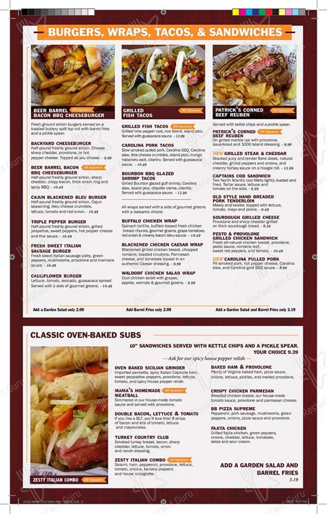 Menu at Beer Barrel Pizza & Grill, Lima, S Dixie Hwy