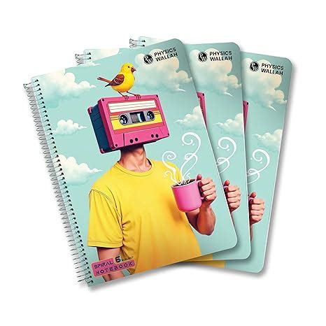 Physics Wallah A4 Size 300 Pages 6 subject Spiral Binding Notebook set ...
