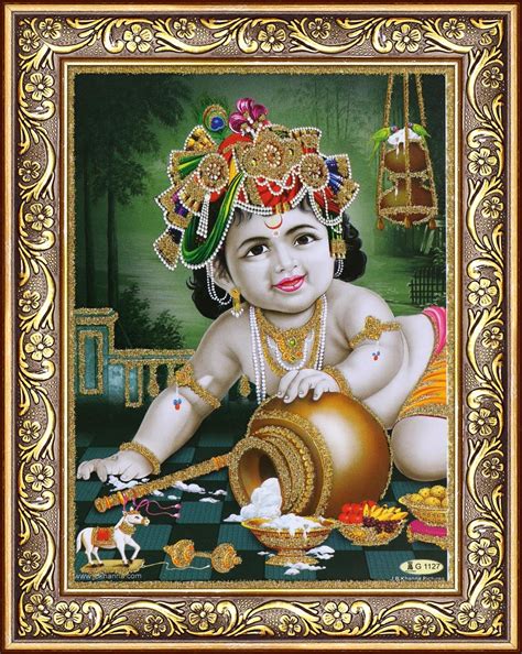 Avercart Lord Krishna - Baby Krishna Poster 5x7 inch Framed (with Frame ...