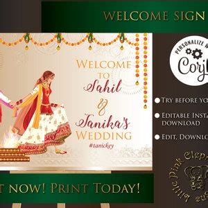 Buy Indian Wedding Sign in Hindu Wedding Signs, Indian Wedding Welcome ...