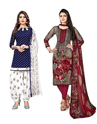 SIRIL Women's Crepe Printed Unstitiched Dress Material Combo Pack Of 2 ...