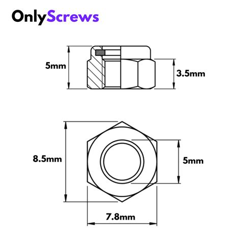M5 Nyloc Nuts SS304 (Dia. 5mm) – OnlyScrews